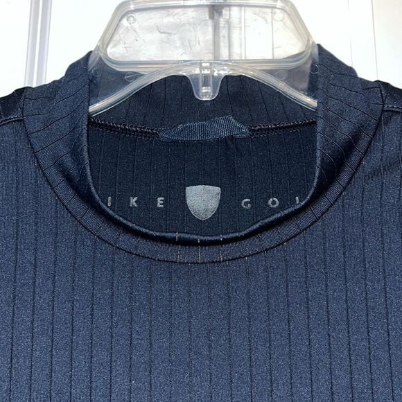 Nike Navy Blue Mock Turtle Stretch Ribbed Golf Polo Shirt L Men’s Short Sleeve - Picture 3 of 4